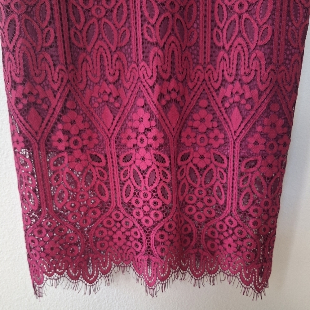 NWT Lulu's Womens Cranberry Lace Short Sleeve Knee Length Dress Size S - Picture 5 of 12
